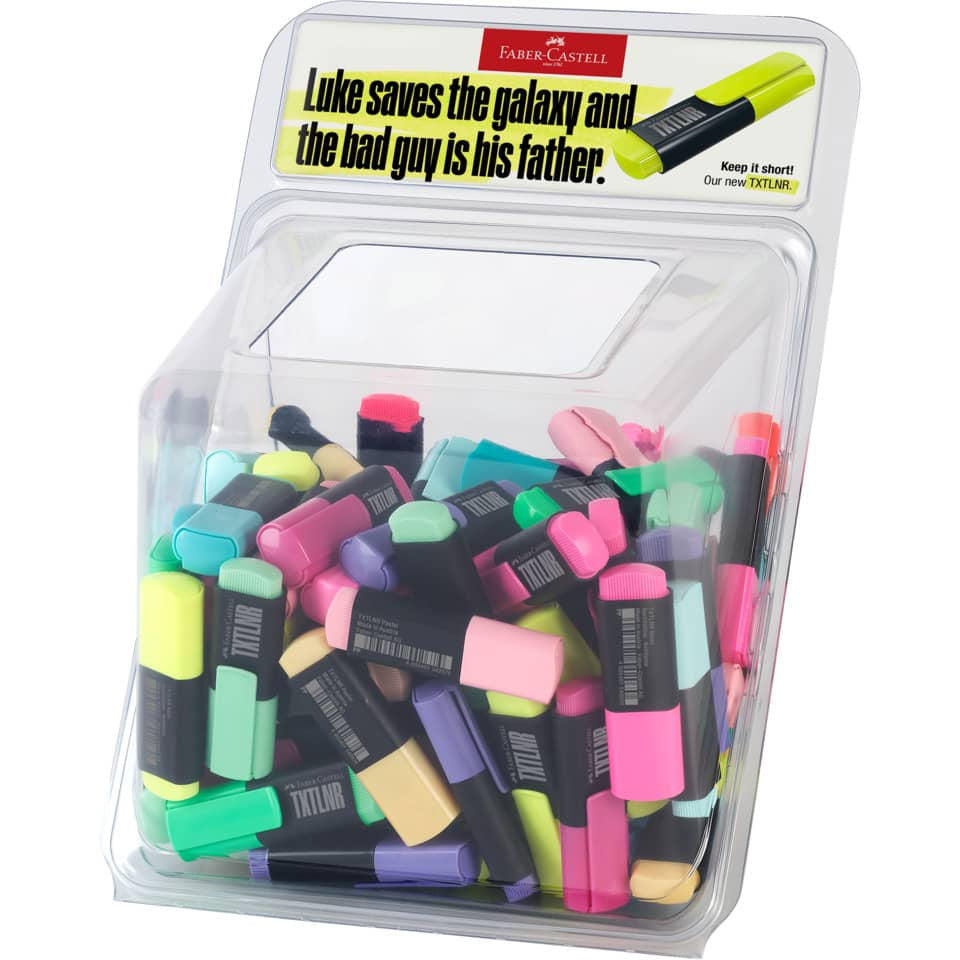 DISPLAY 100 BUC TEXTMARKER MINI SUPERFLUORESCENT SI PASTEL FABER-CASTELL DISPLAY 100 BUC TEXTMARKER MINI SUPERFLUORESCENT SI PASTEL FABER-CASTELL